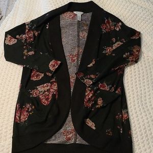 Womens black/floral cardigan